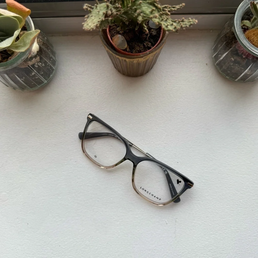 new Longchamp LO2751 Square Cat‑Eye Eyeglasses, Transparent Blue/Beige